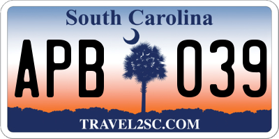 SC license plate APB039