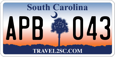 SC license plate APB043