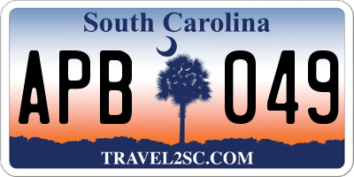 SC license plate APB049