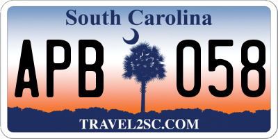 SC license plate APB058