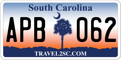 SC license plate APB062
