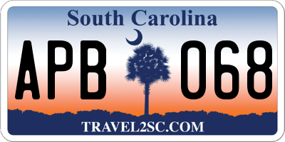 SC license plate APB068