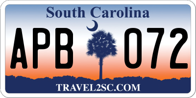 SC license plate APB072