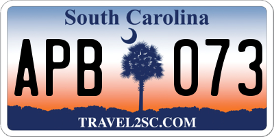 SC license plate APB073
