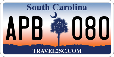 SC license plate APB080