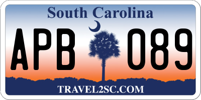 SC license plate APB089