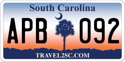 SC license plate APB092
