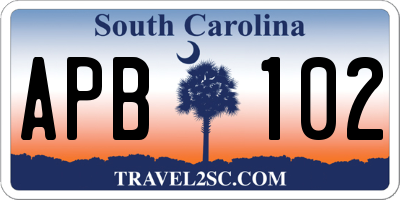 SC license plate APB102