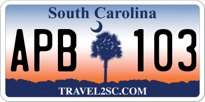 SC license plate APB103