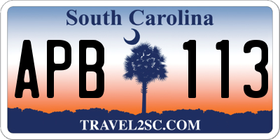 SC license plate APB113