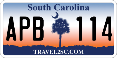 SC license plate APB114