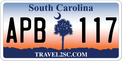 SC license plate APB117