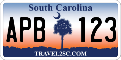 SC license plate APB123