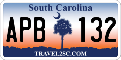 SC license plate APB132