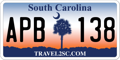 SC license plate APB138