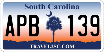 SC license plate APB139