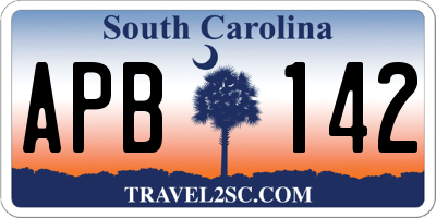 SC license plate APB142