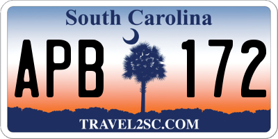 SC license plate APB172