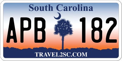 SC license plate APB182