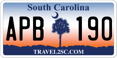 SC license plate APB190