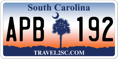 SC license plate APB192
