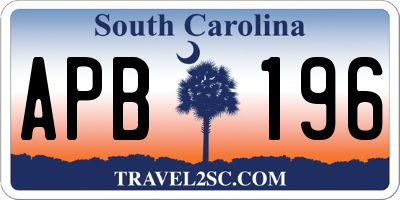 SC license plate APB196