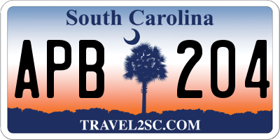 SC license plate APB204