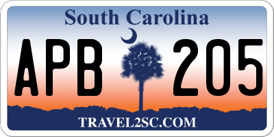 SC license plate APB205