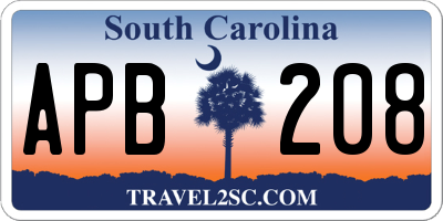 SC license plate APB208