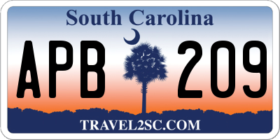 SC license plate APB209
