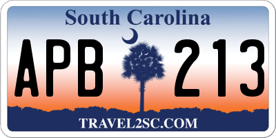 SC license plate APB213