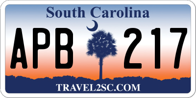 SC license plate APB217