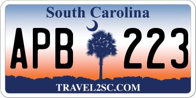 SC license plate APB223
