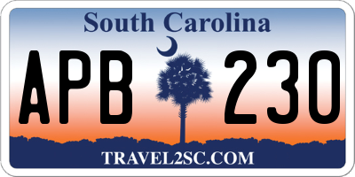 SC license plate APB230