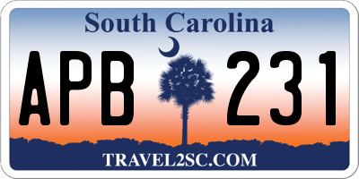 SC license plate APB231