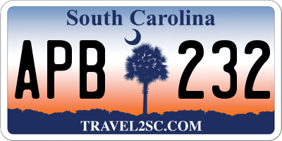 SC license plate APB232