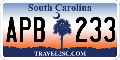 SC license plate APB233