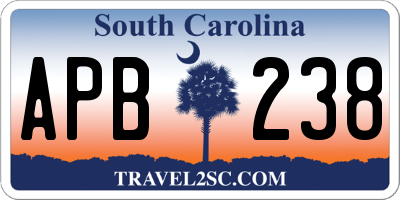 SC license plate APB238