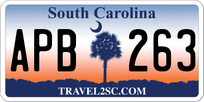 SC license plate APB263