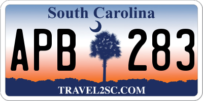SC license plate APB283