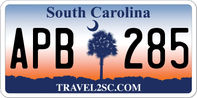 SC license plate APB285