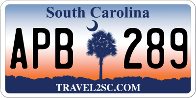 SC license plate APB289
