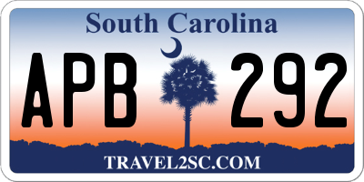 SC license plate APB292