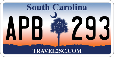 SC license plate APB293