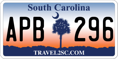 SC license plate APB296