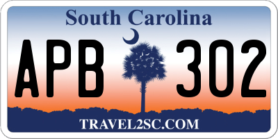 SC license plate APB302