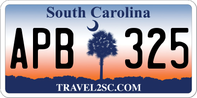 SC license plate APB325