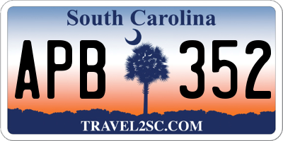 SC license plate APB352
