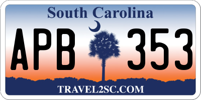 SC license plate APB353
