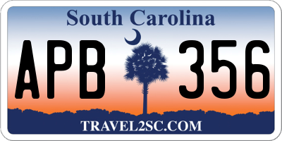 SC license plate APB356